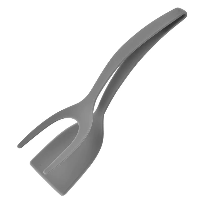 Versatile 2-in-1 Nylon Grip Tongs & Egg Spatula - Perfect for Steak, Pancakes, and More!