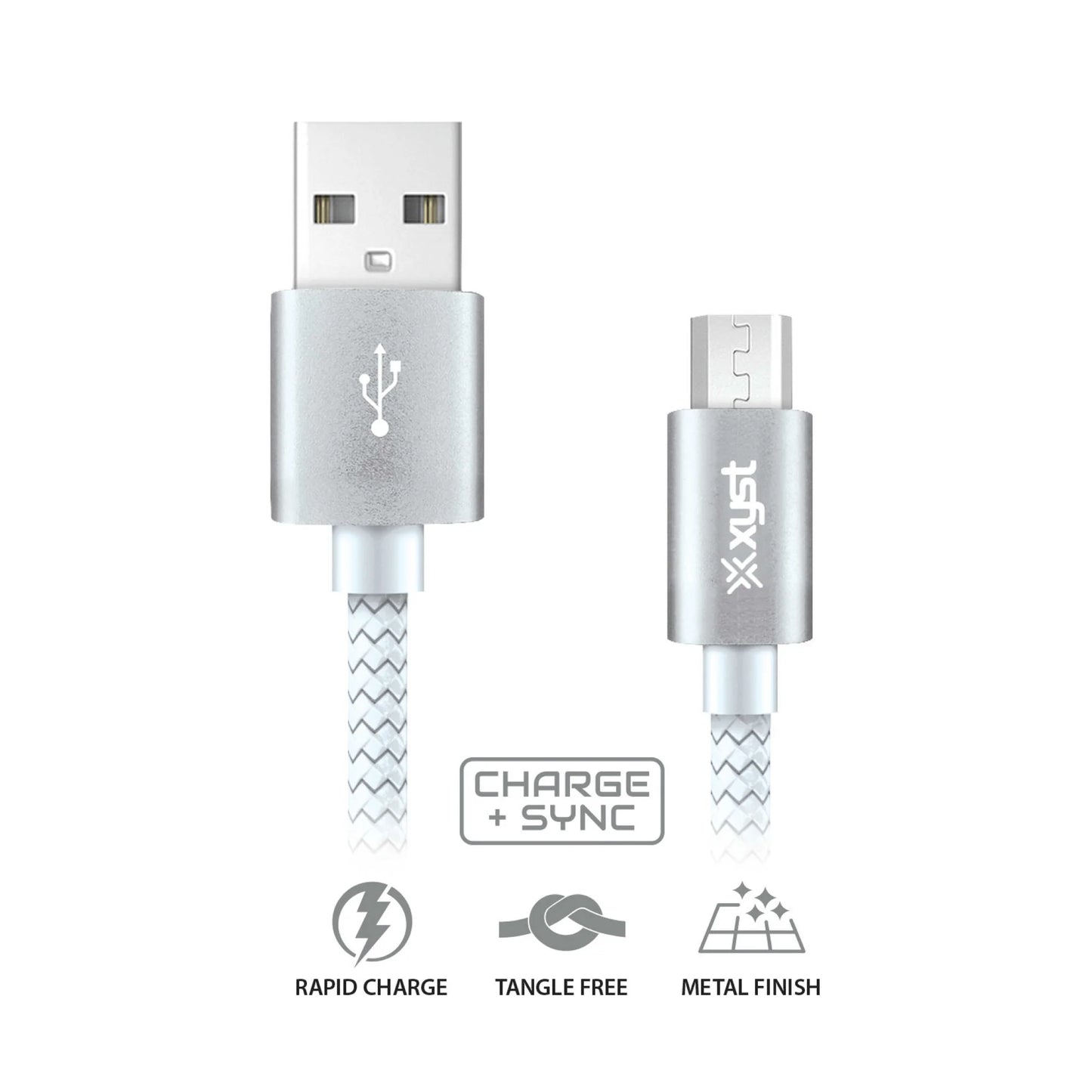Xyst 10Ft Braided USB to Micro USB Charge and Sync Cable