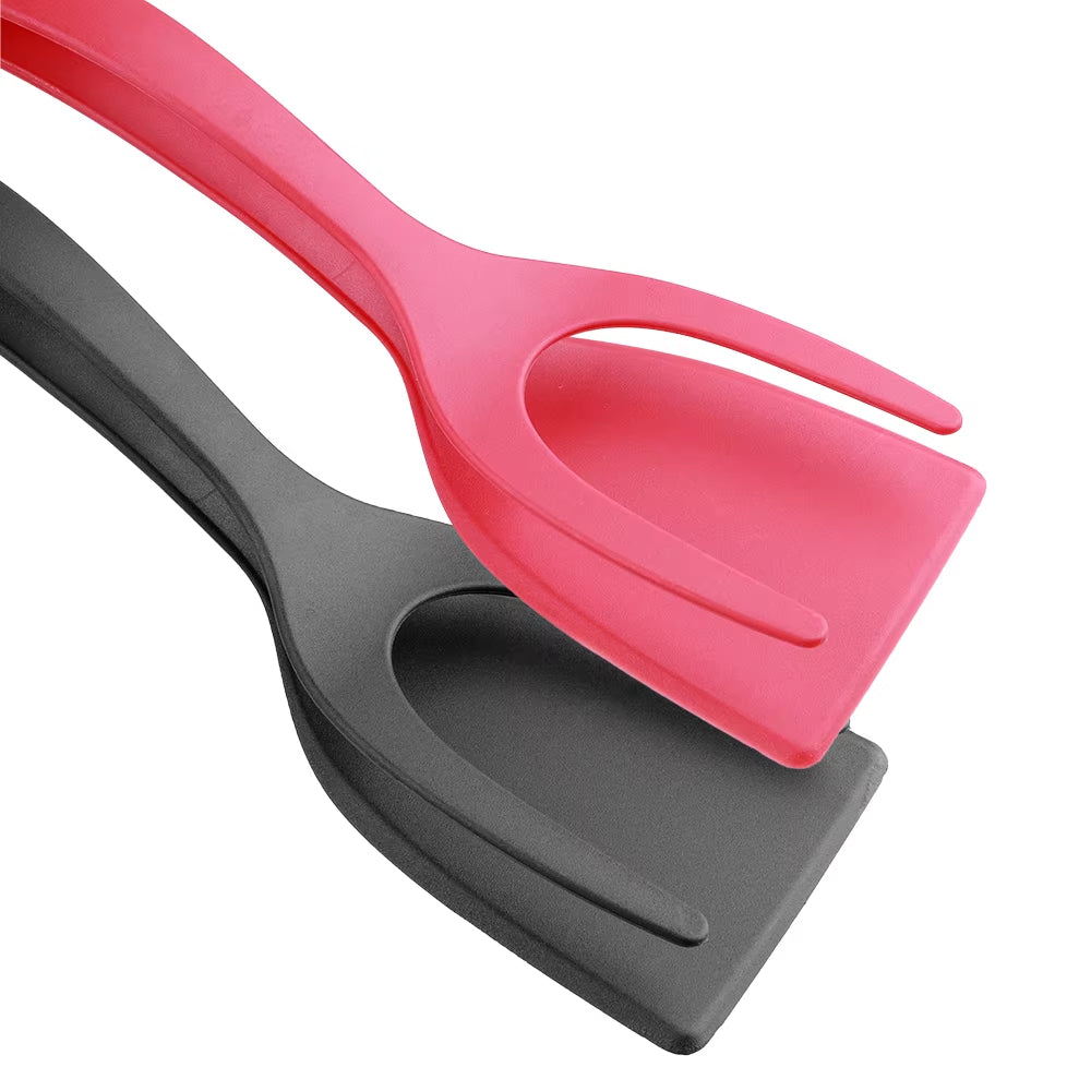 Versatile 2-in-1 Nylon Grip Tongs & Egg Spatula - Perfect for Steak, Pancakes, and More!