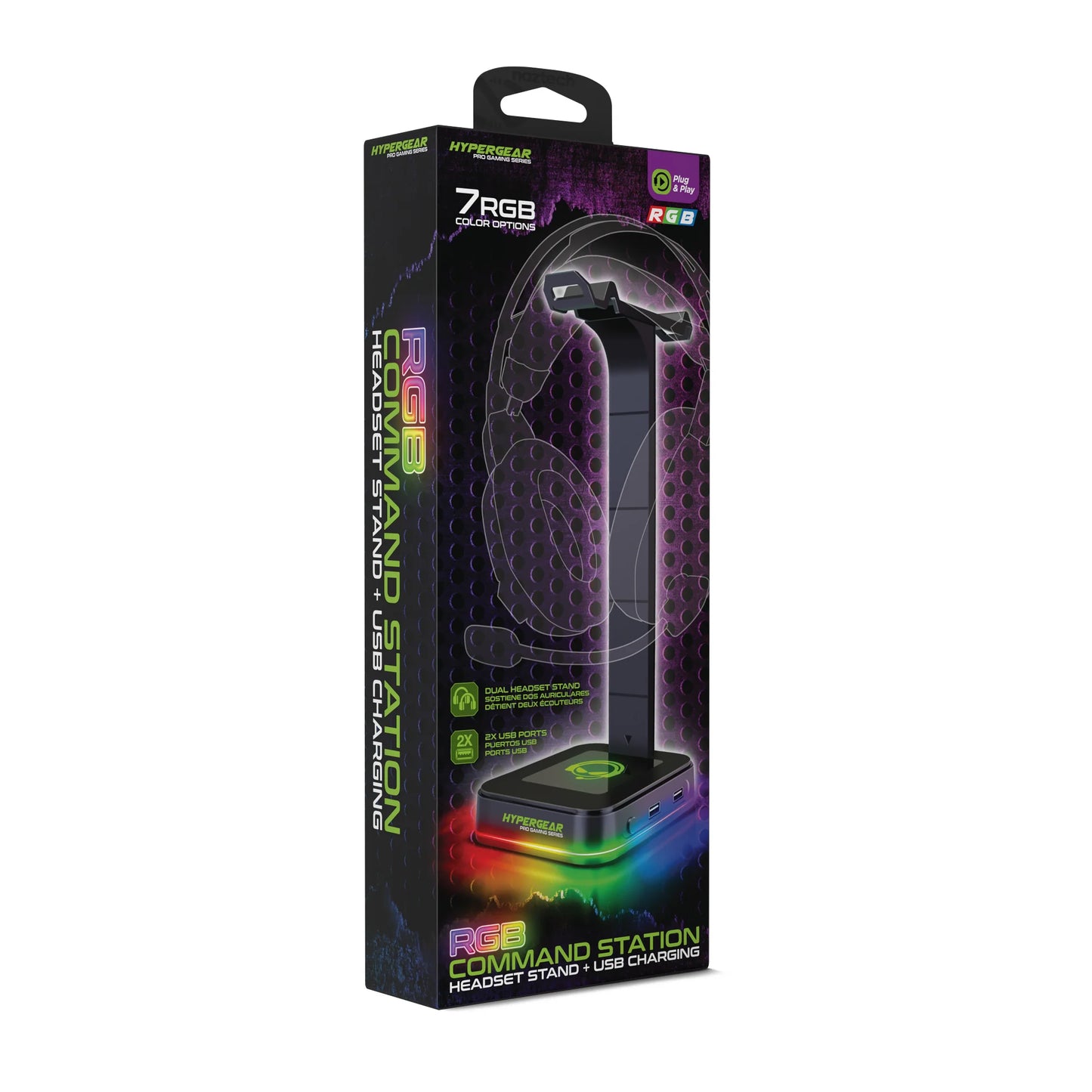 Hypergear RGB Command Station Headset Stand with Six Color Lighting Effects