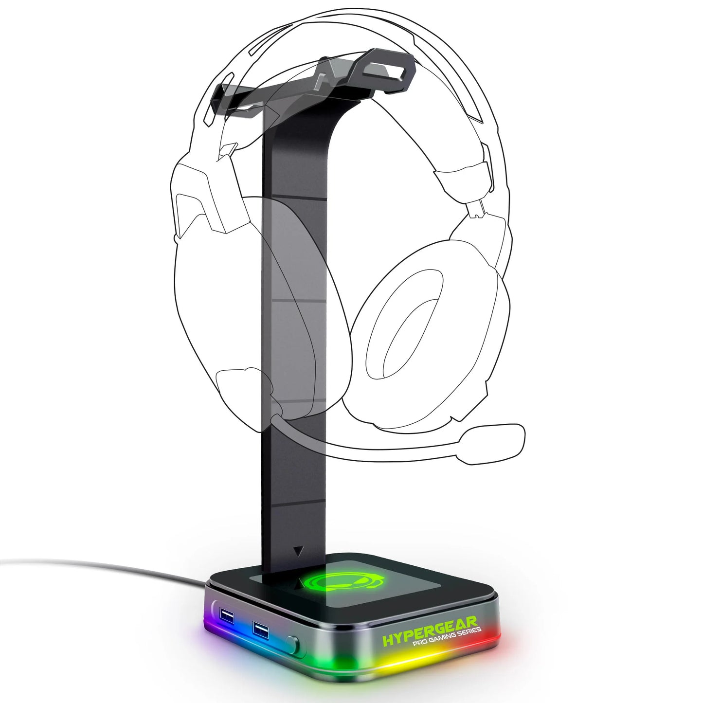 Hypergear RGB Command Station Headset Stand with Six Color Lighting Effects