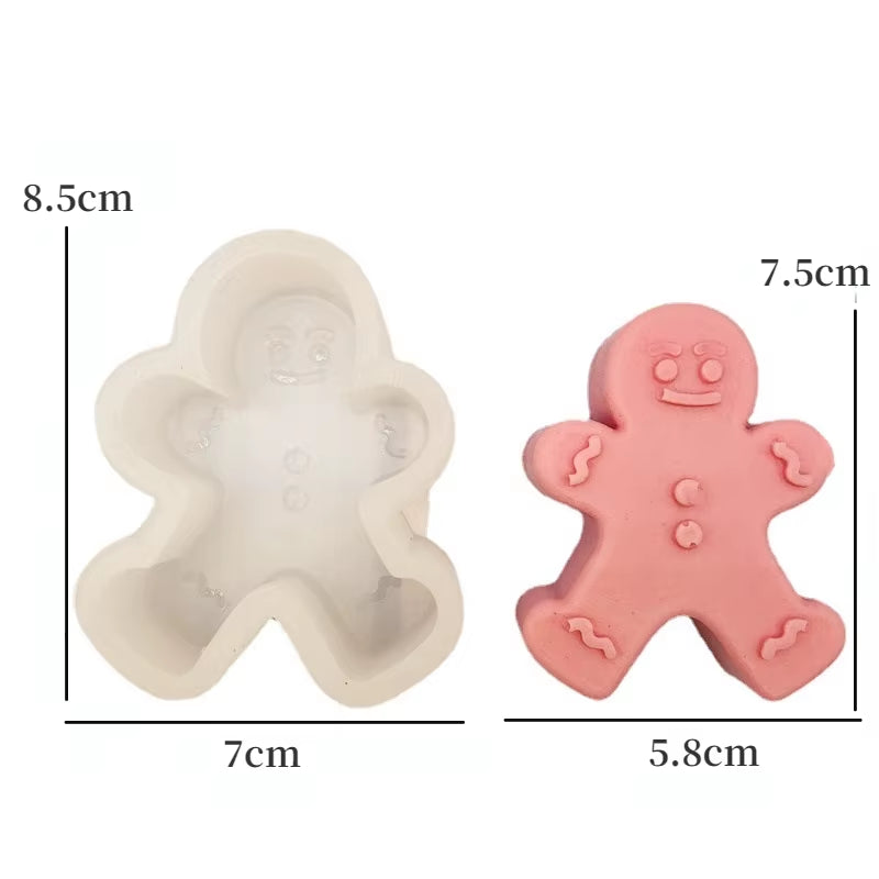 Christmas Series Candle Mold DIY Gingerbread Man Elk Aromatherapy Gypsum Crafts Cement Casting Mold Soap Making Christmas Gifts