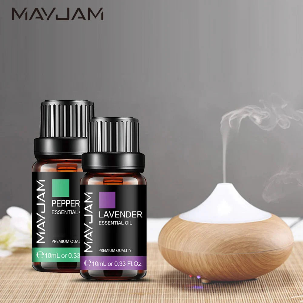 MAYJAM 10ML Lavender Lemongrass Jasmine Vanilla Eucalyptus Rose Lemon Essential Oil for Humidifier Diffuser Candle Making