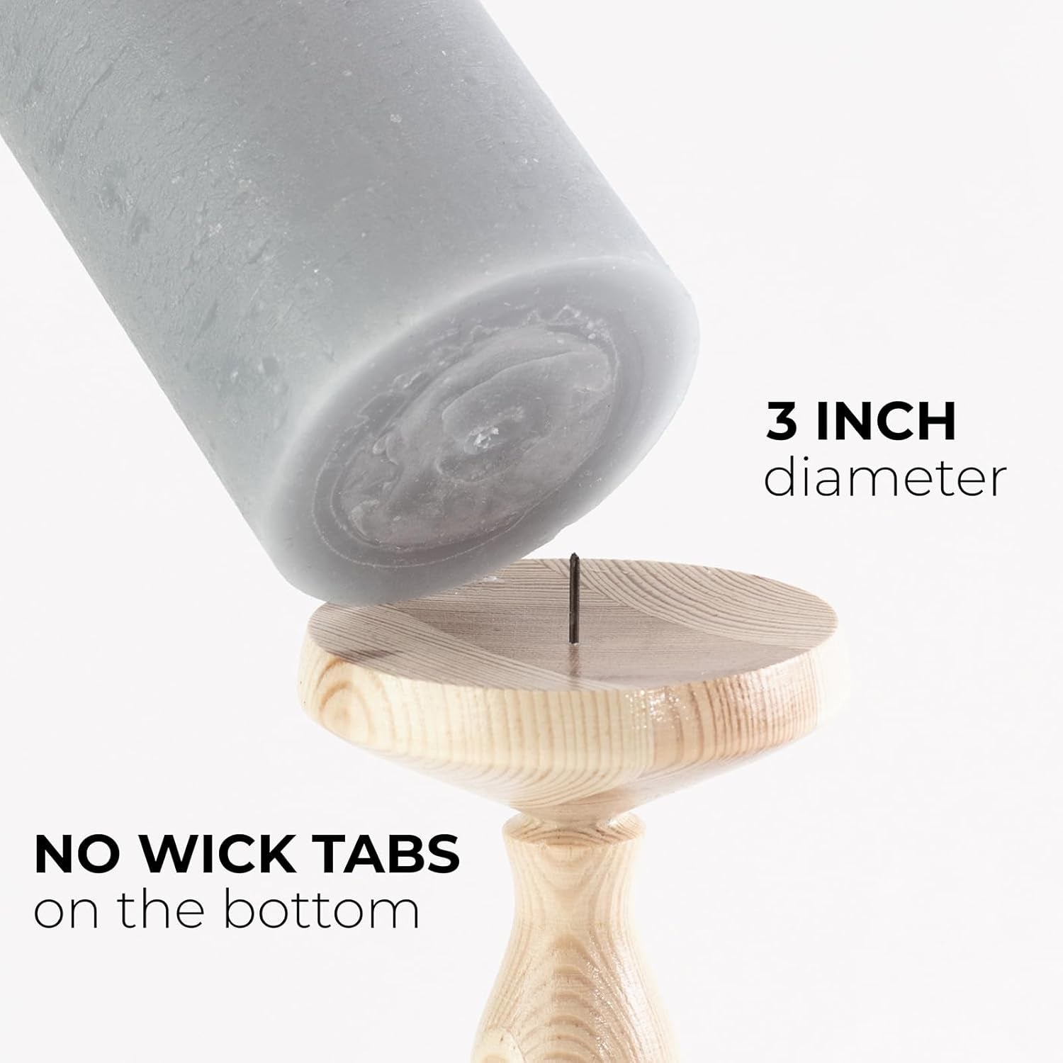 3X3 Pillar Candles Set of 3 - Rustic Unscented No Drip Light Gray Candles for Home Decor, Weddings, Centerpieces