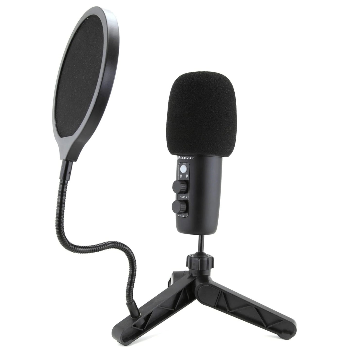 Emerson USB Gaming and Streaming Condenser Microphone with LED Lighting