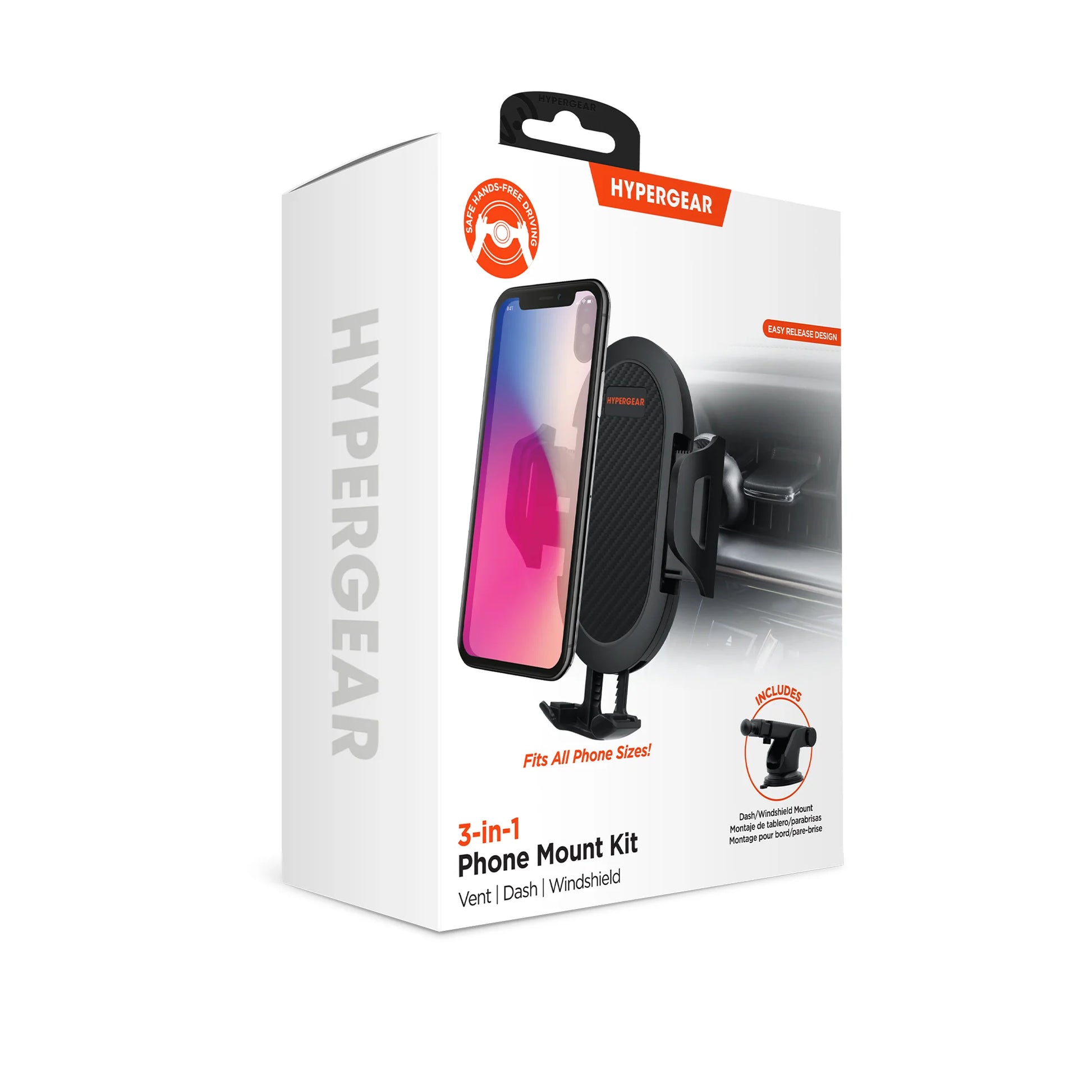 Hypergear Black 3-In-1 Phone Mount Kit (Model 15289-HYP)
