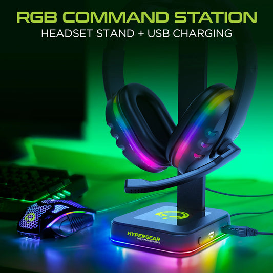 Hypergear RGB Command Station Headset Stand with Six Color Lighting Effects