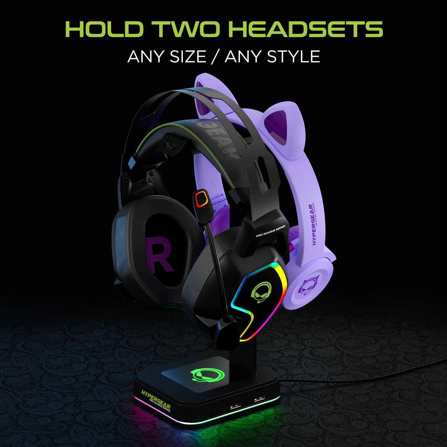 Hypergear RGB Command Station Headset Stand with Six Color Lighting Effects