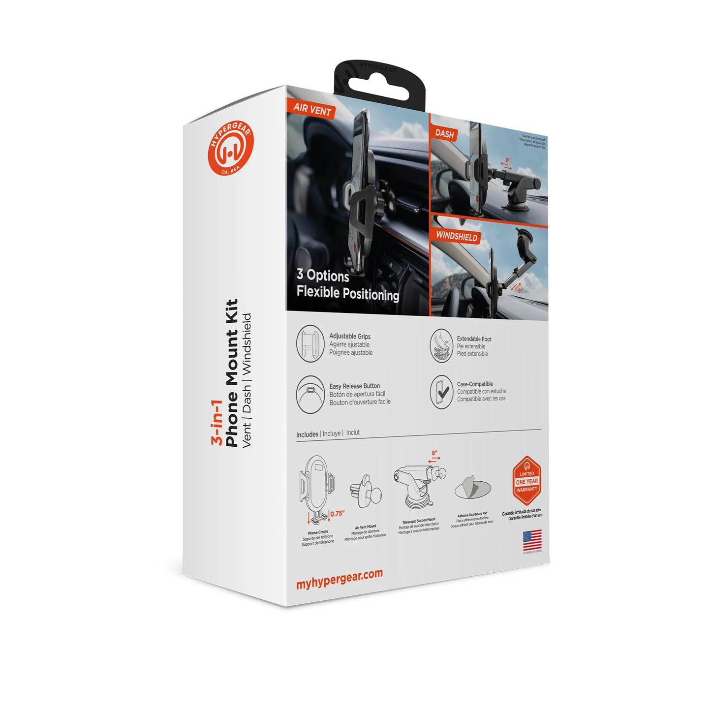 Hypergear Black 3-In-1 Phone Mount Kit (Model 15289-HYP)