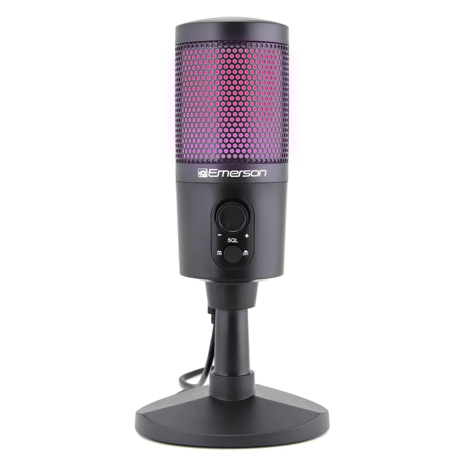 Emerson USB Gaming & Streaming Microphone with RGB Lighting with Tap-To-Mute